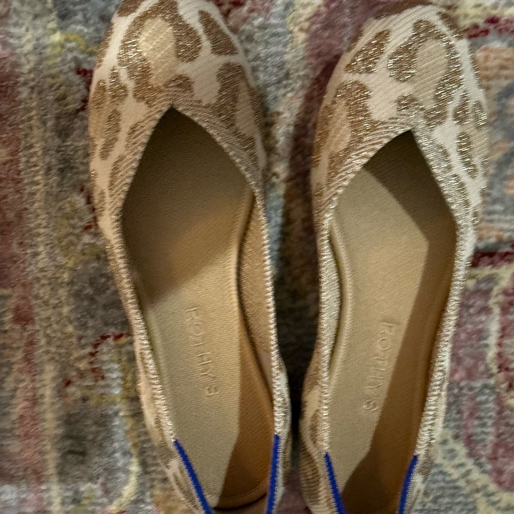 Rothy's Beige and Gold Patterned Flats